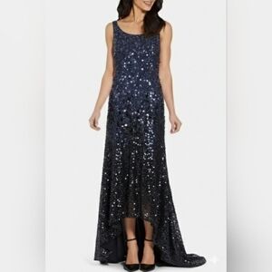 Adrianna Papell Midnight Blue Sequin Column Dress